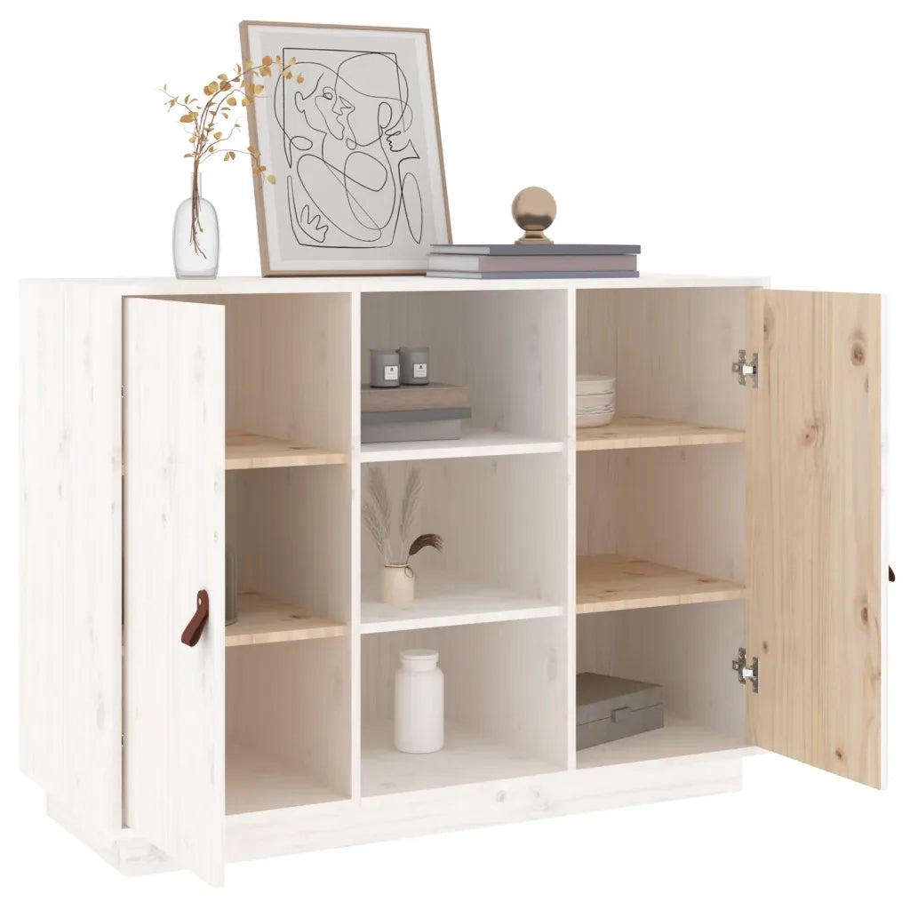 Credenza | Madia | Buffet da pranzo | Armadio da pranzo Bianca 100x40x75 cm in Legno Massello di Pino