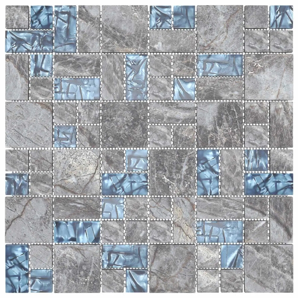 Piastrella Mosaic 22 pcs Grigio e Blu 50 x 50 cm Vetro 42046764