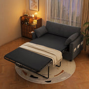 Divano letto 2 posti con funzione letto USB e USB-C, tavolino pieghevole, Corduroy, Grigio
