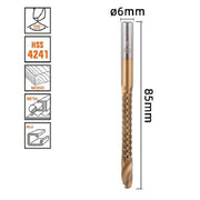 Trade Shop - Punta Trapano Elicoidale ø6mm X 85mm In Titanio Hss 4241 Per Metallo Legno 57150 -