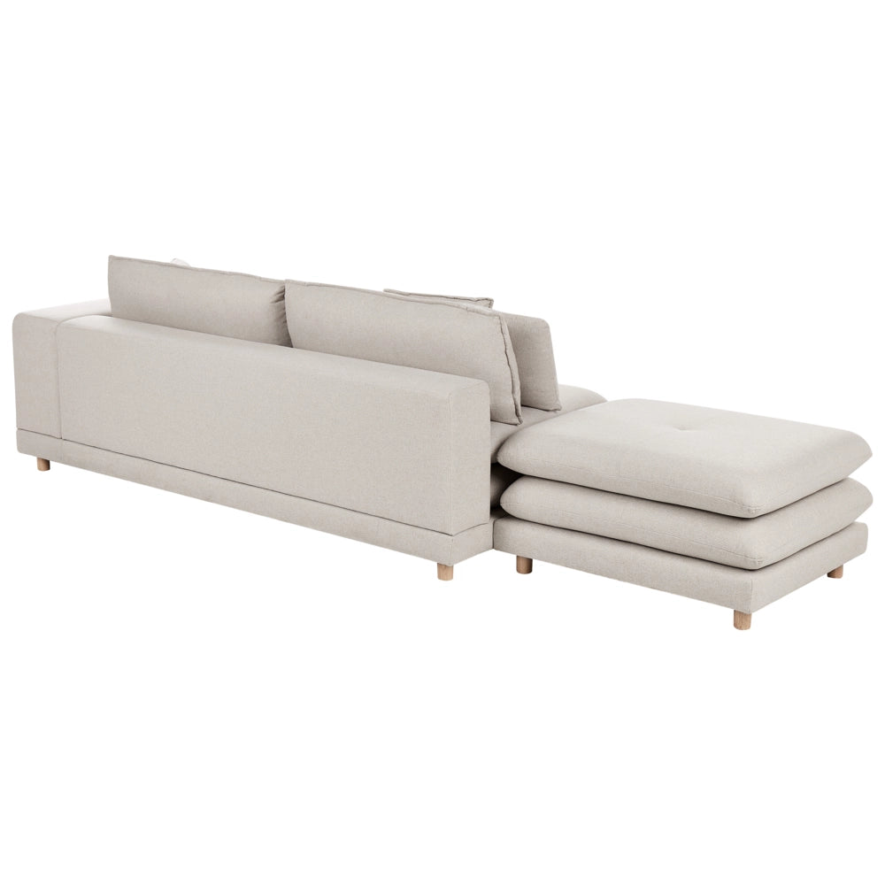 Divano moderno modulare a 2 posti tessuto beige chiaro con schienale imbottito con pouf classico