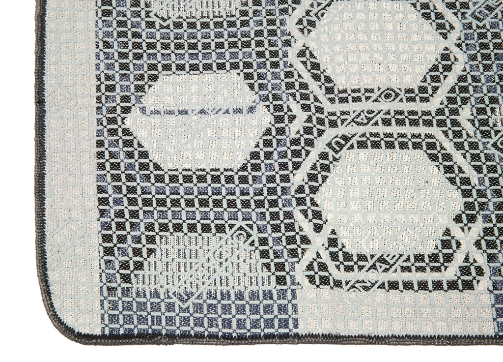 Tappeto Bagno Doccia Antiscivolo Mod. Vietri Tappetino Super Assorbente Cotone Pelo Corto - 60x120 - Blu