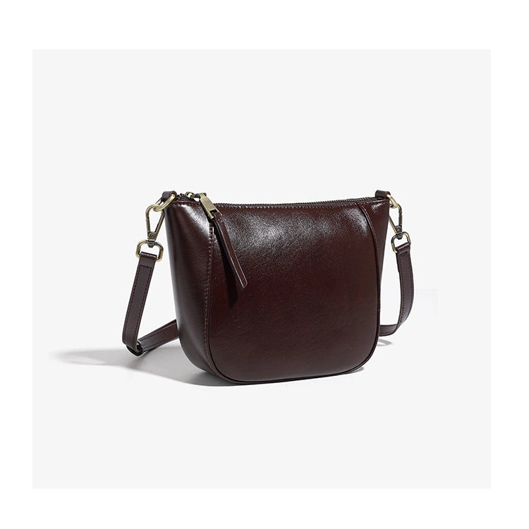Borsa a tracolla da donna in vera pelle, elegante borsa tote viola