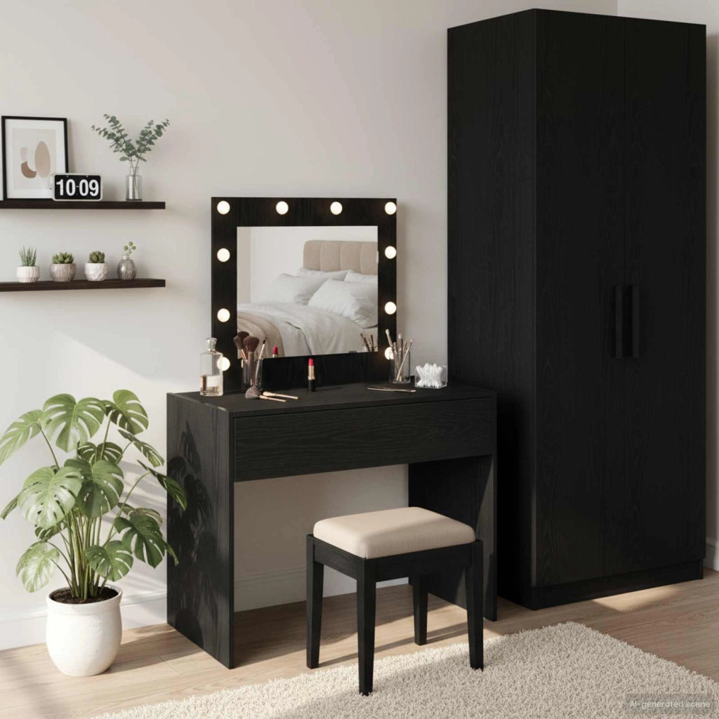 Tavolo da Trucco Nero 83 x 40 x 70 cm Legno ingegnerizzato 865227