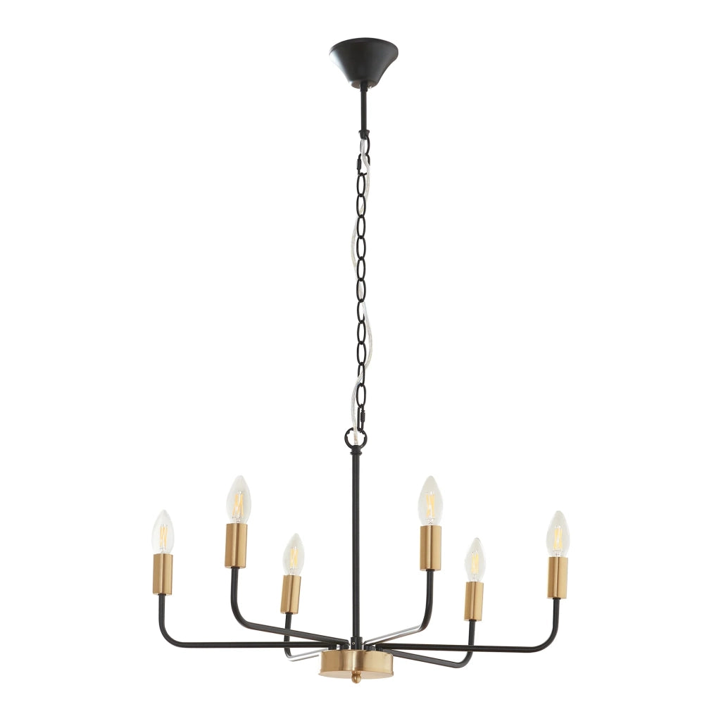 Lampadario a 6 luci 153 x 62 x 62 cm metallo nero 03_0009939