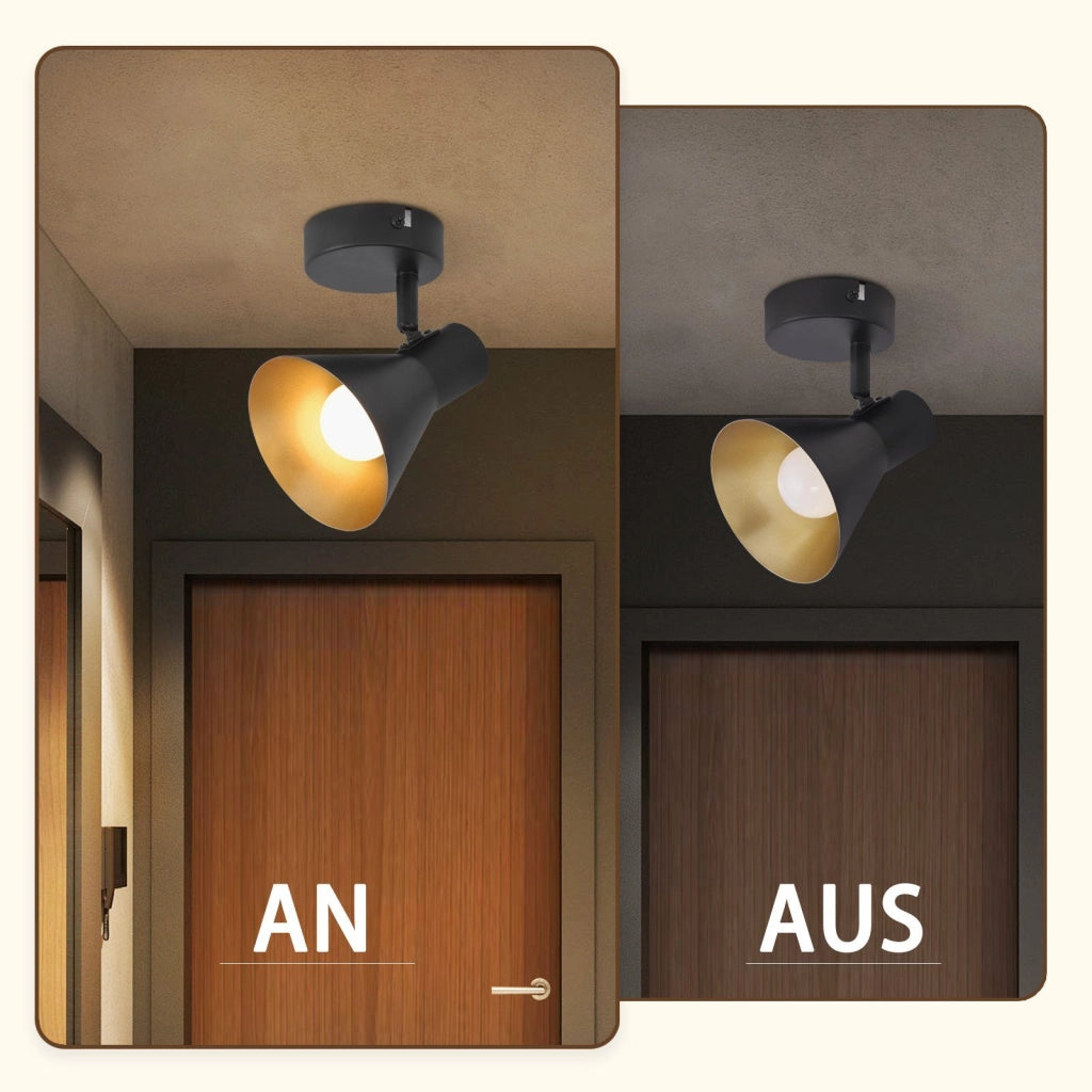 ZMH Faretto da soffitto retrò neri E14 metallo girevoli 330° per camera letto soggiorno scale corridoio