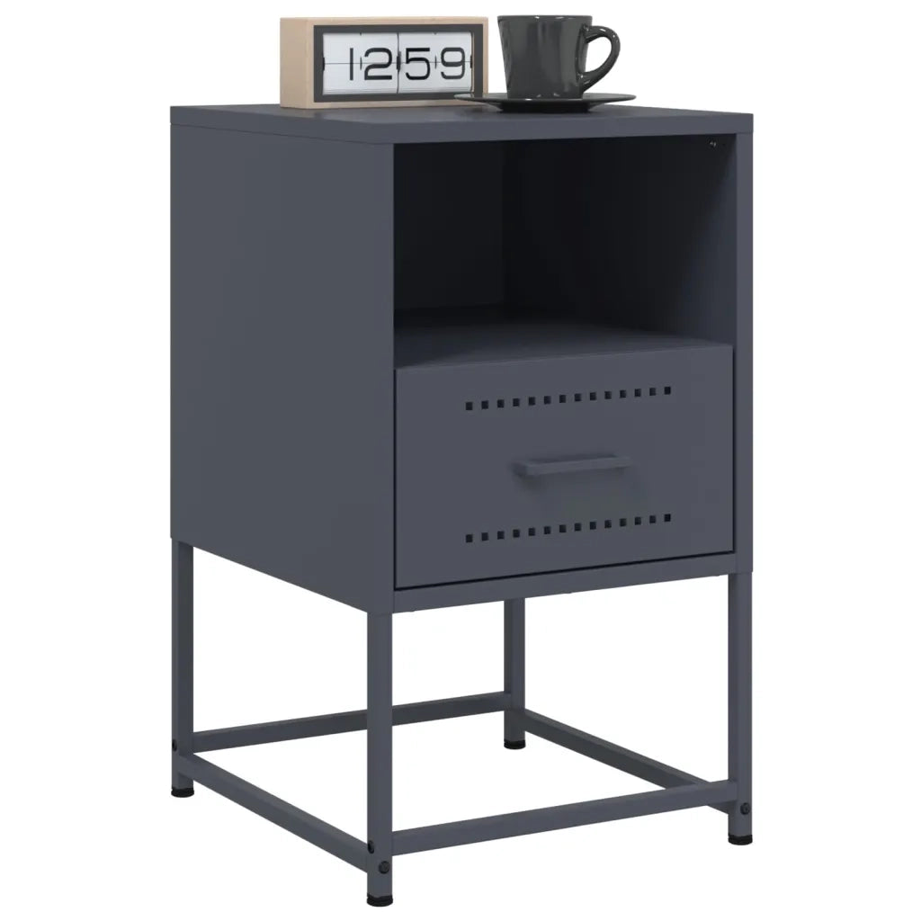 Set di 2 Comodini | Armadio da Notte | Mobiletto da notte Antracite 36x39x60,5 cm in Acciaio