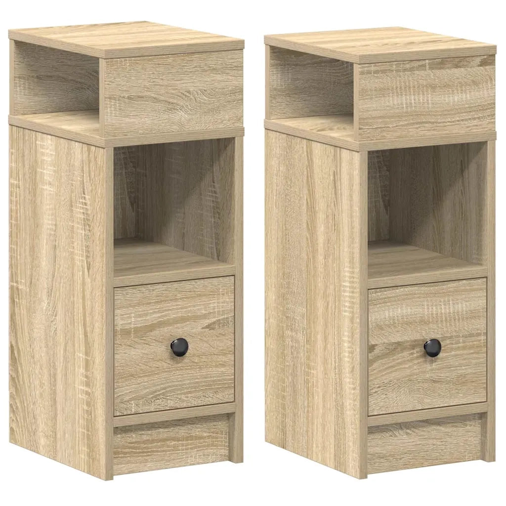 Comodini 2 pz con Cassetto Rovere Sonoma 25x31x66 cm 858619