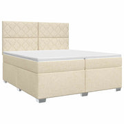 Letto box spring con materasso Crema 200 x 200 cm Tessuto 3453498