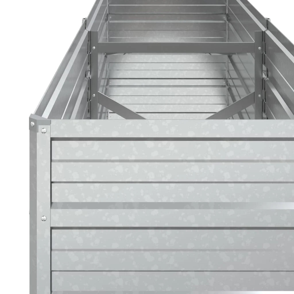 Fioriera rialzata per piante fiori patio giardino 160 x 40 x 45 cm acciaio zincato argento 02_0039372