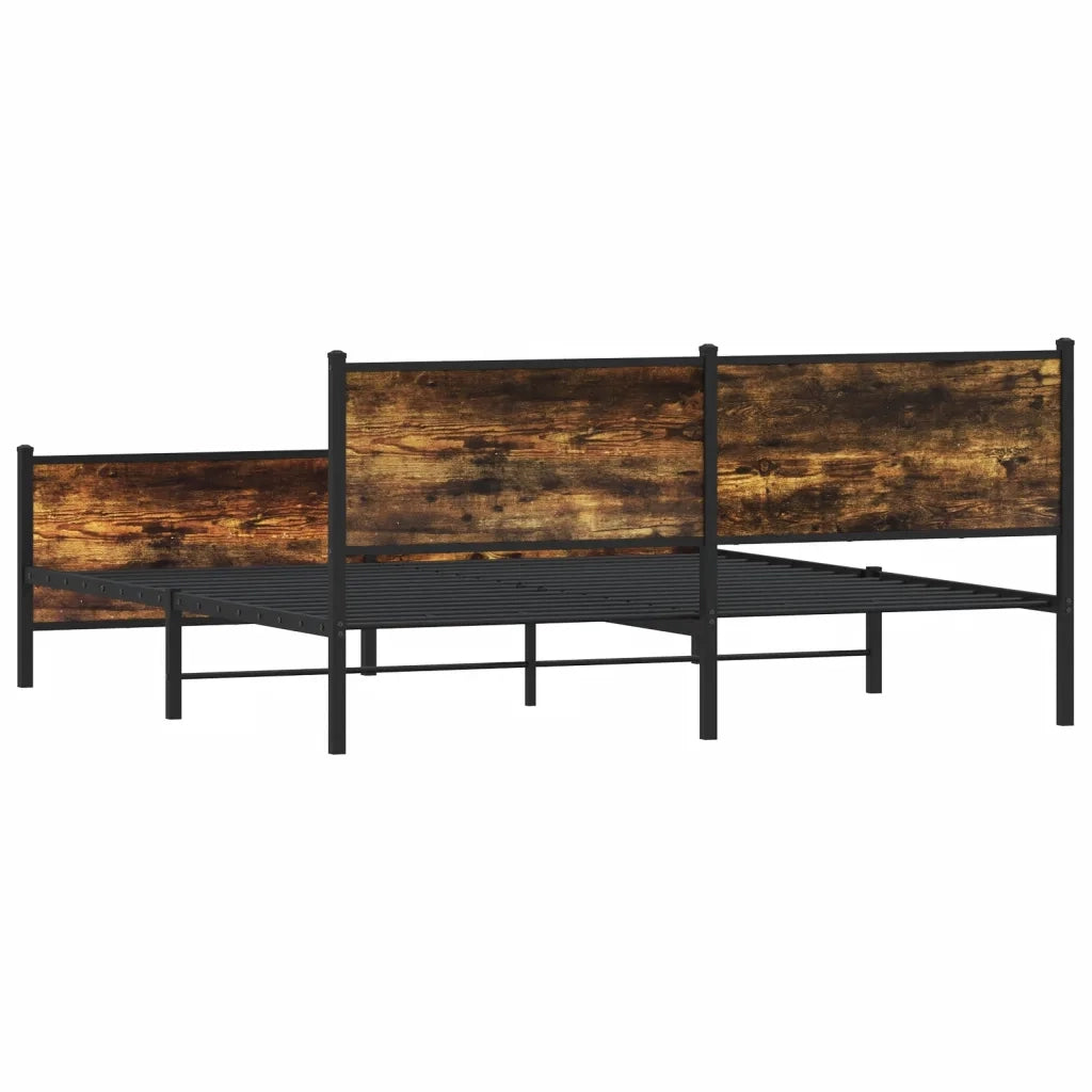 vidaXL Giroletto senza Materaso in Metallo Rovere Fumo 200x200 cm