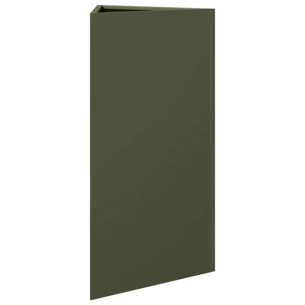 Fioriere 2 pz Verde Oliva Triangolari 40x34,5x70 cm in Acciaio