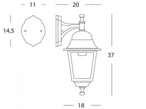 Lampada Applique in Basso Colore Nero per Esterno Linea Mini Quadrata Sovil
