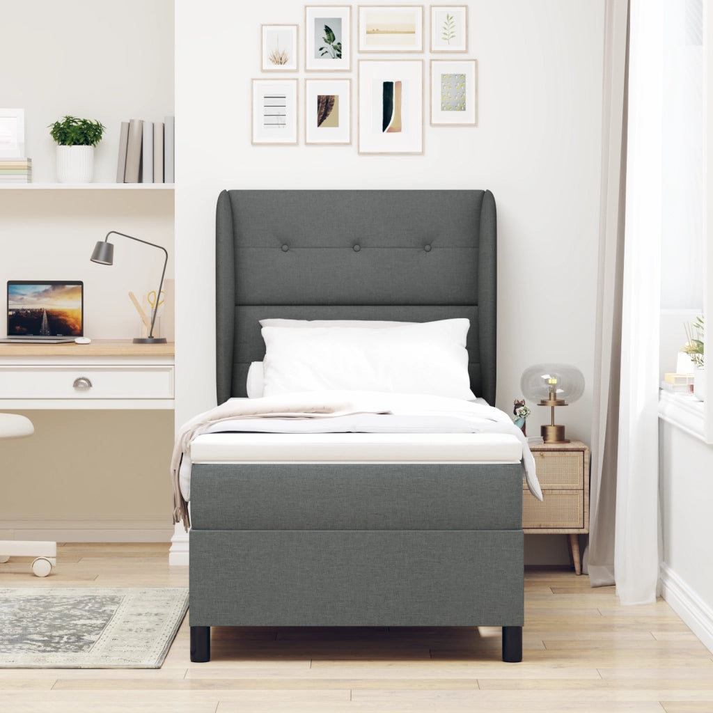 Letto a Box con Materasso Grigio Scuro 80x200 cm Tessuto