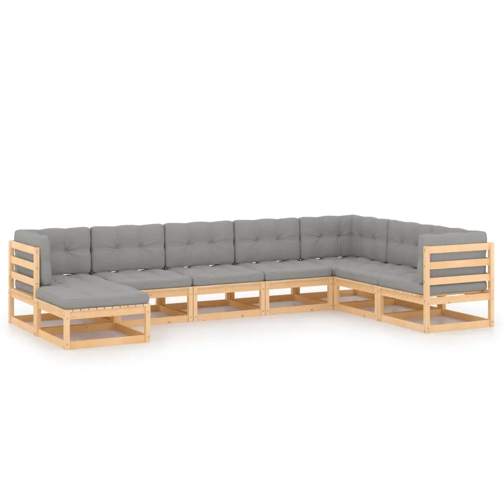Set Salotto Giardino 8 pz Cuscini Antracite Legno Massello Pino 3076764