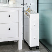Mobile mobiletto bagno con 2 cassetti e ripiano aperto, MDF bianco, 16x49,5x66 cm