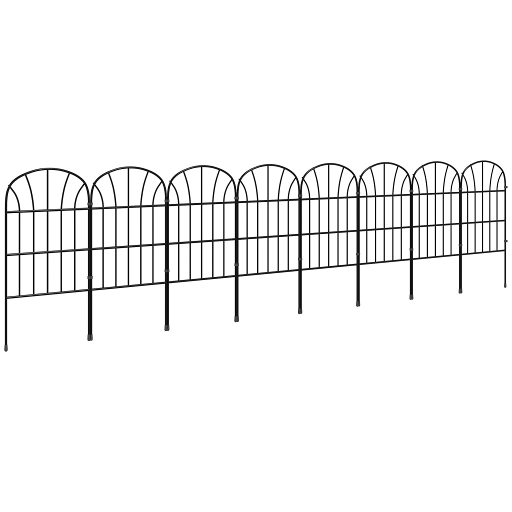 Recinzione per giardino ¨C zephmum ¨C 8 elementi, metallo, nero, 264x61 cm