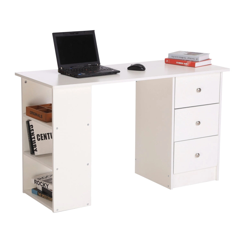 Scrivania con Cassetti e Ripiani Portaoggetti Bianco 120x49x72 cm