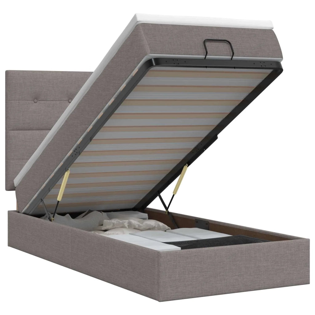 Letto ottomano con materasso Tortora 100 x 200 cm Tessuto 3457470