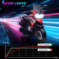 Moto Elettrica per Bambini 12V con Rotelle Specchietti e Poggiapiedi in PP e Metallo Rosso