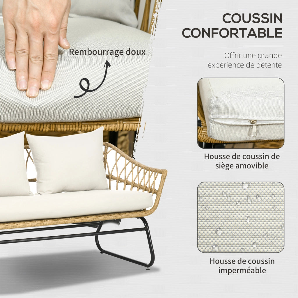 Set giardino 4 pezzi in polyrattan ¨C zephmum ¨C sabbia e crema