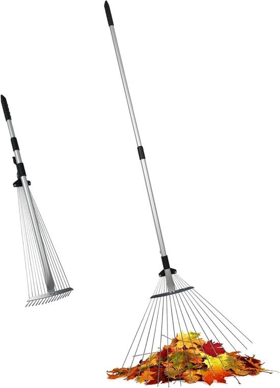 Hoeke telescopica per giardinaggio con falce di foglie - 19-52 cm capo falce, 82-160 cm manico