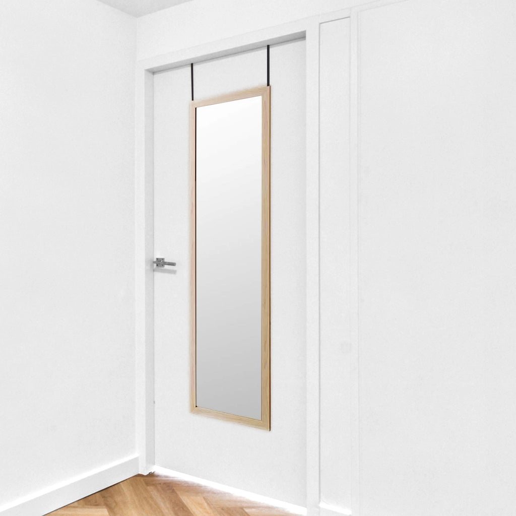 Specchio per porta beige 125x35 cm - Cornice in MDF, leggero e facile da appendere, stile nordico
