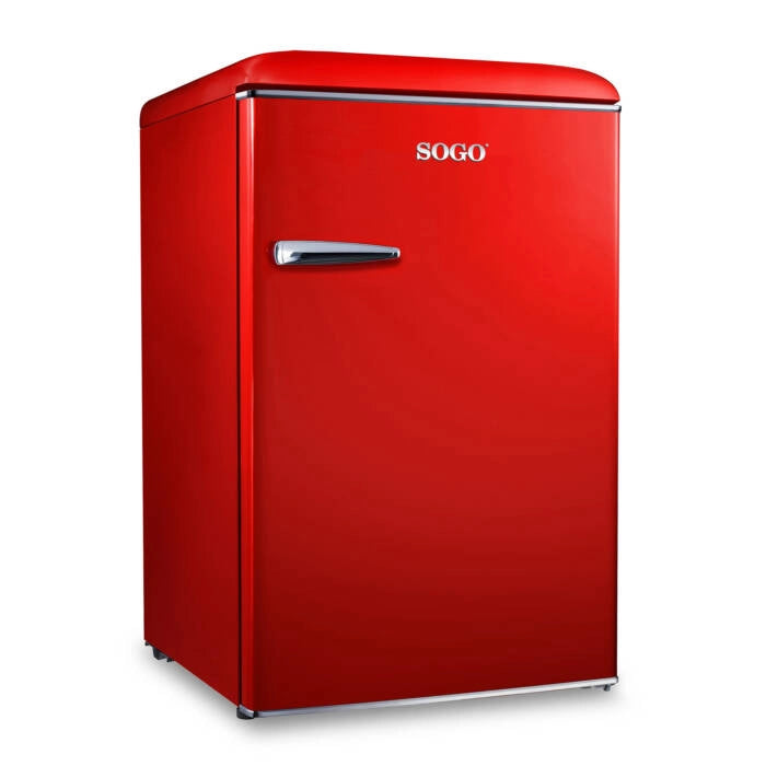 Frigorifero compatto con congelatore 110L stile retrò rosso, freezer 18L e controllo temperatura per casa e ufficio - Sogo