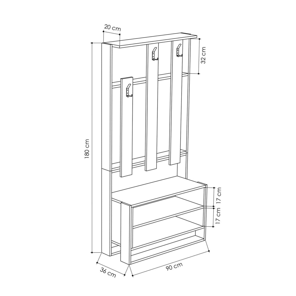 Toraji, Mobile da Ingresso 6 Paia, 90x36x180h cm Bianco