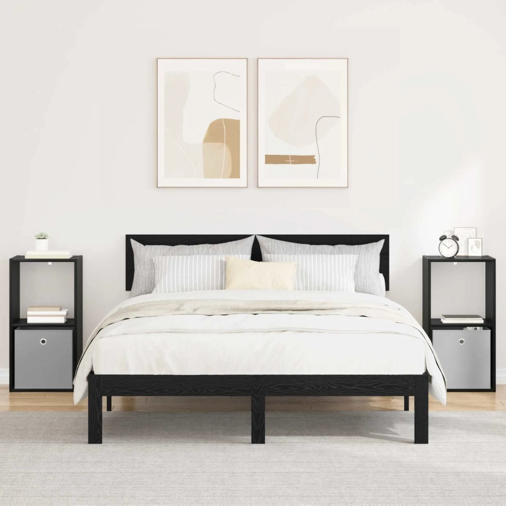 Set di 2 Comodini | Armadio da Notte | Mobiletto da notte Rovere Nero 35 x 32 x 68,5 cm Legno multistrato