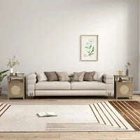 Set di 2 comodini stretti con vano aperto e finitura in vimini, 40 x 35 x 55 cm Marrone