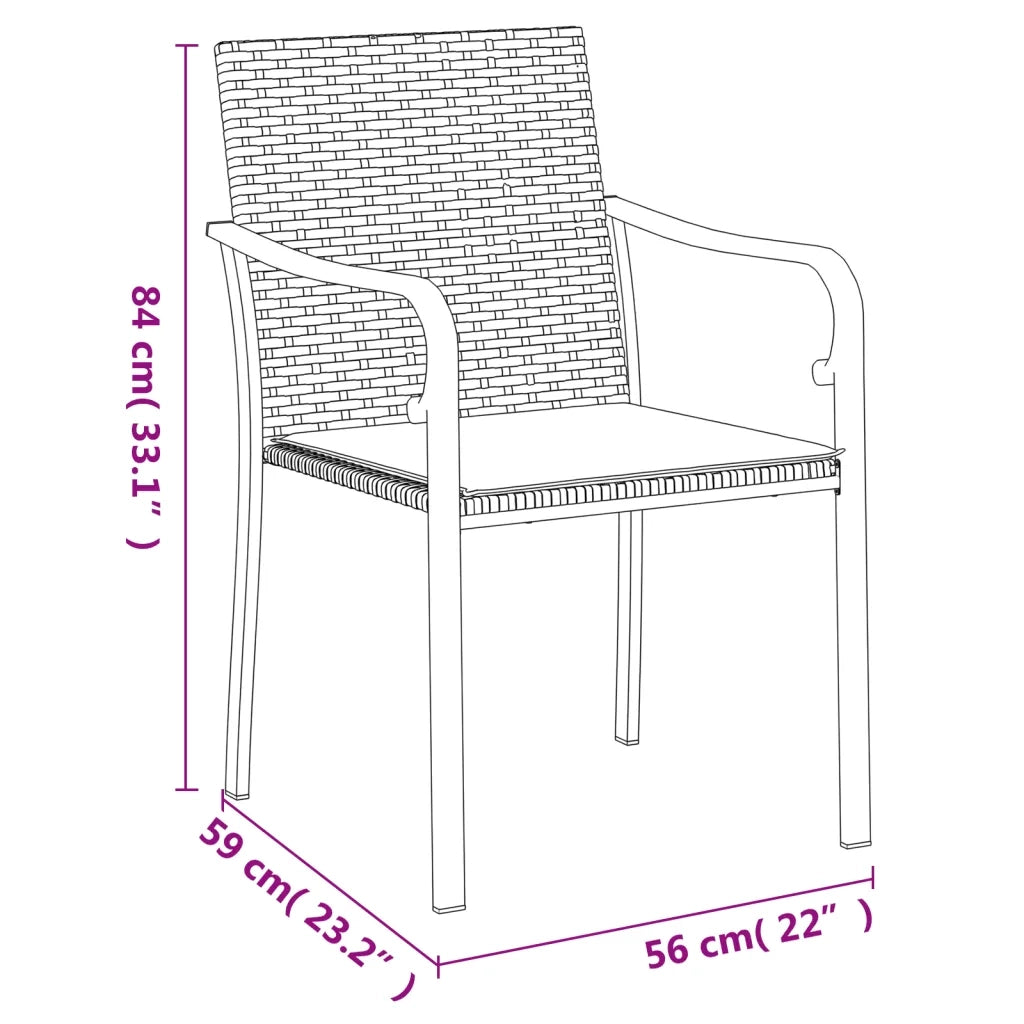 Sedie da Giardino con Cuscini 4 pz | Sedie da Esterno Marroni 56x59x84cm Polyrattan