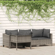 Set da giardino 4 pezzi con cuscini grigio in polyrattan 362688
