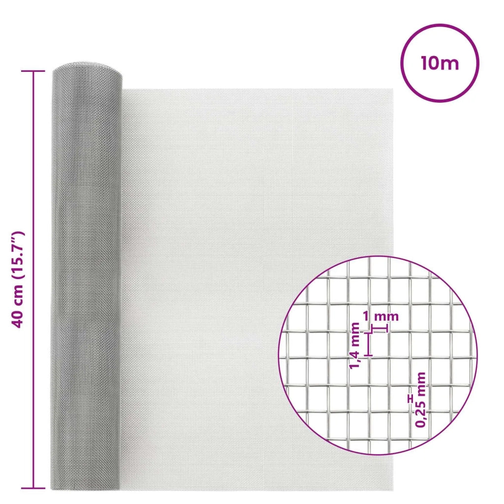 Rete per schermatura 40 x 1000 cm 18 Mesh Argento 42039612