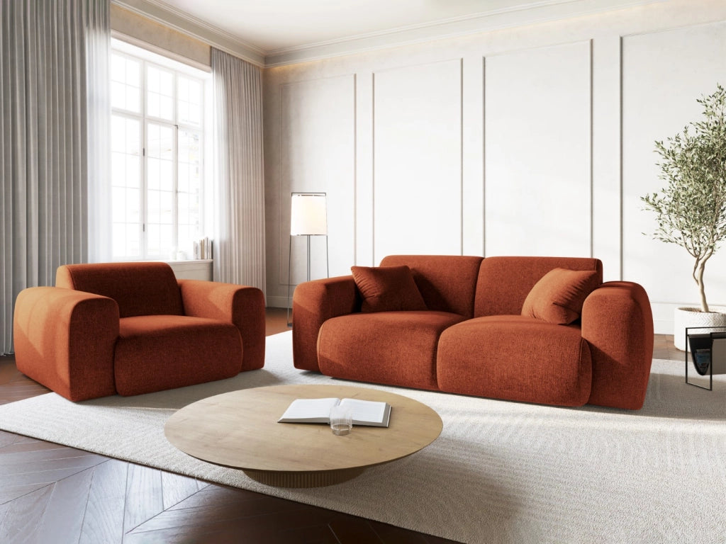 Cosmopolitan Design - Divano "Nolio" 2 posti in ciniglia terracotta 