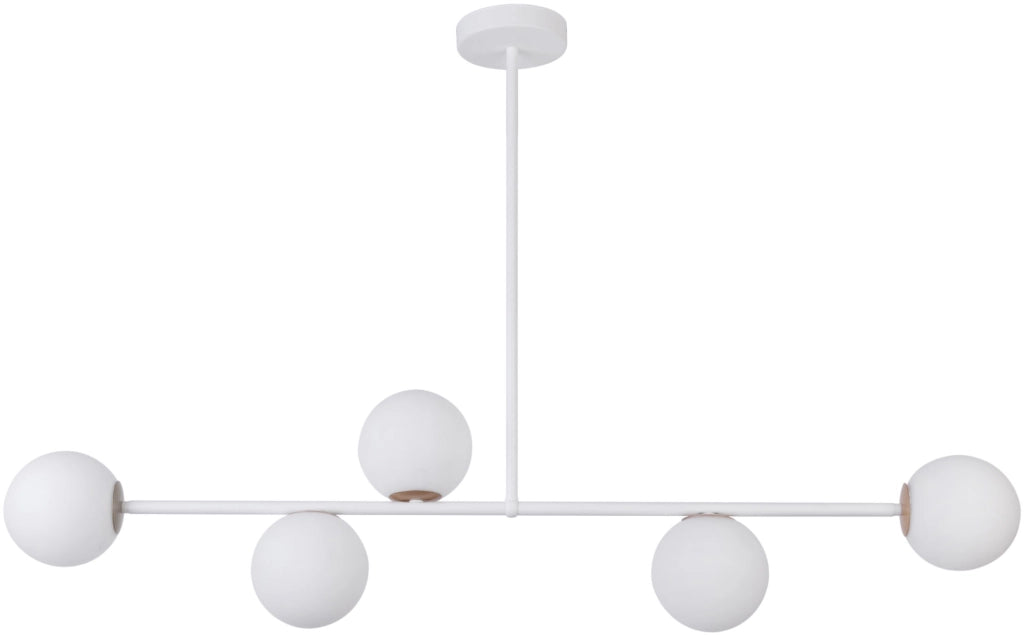 Plafoniera minimal bianca 5 sfere vetro Gama G9 Sigma