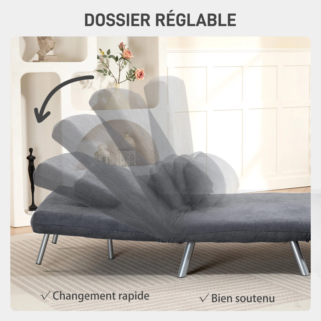 Poltrona letto 1 posto con schienale regolabile e cuscino ¨C Zephmum ¨C Grigio scuro