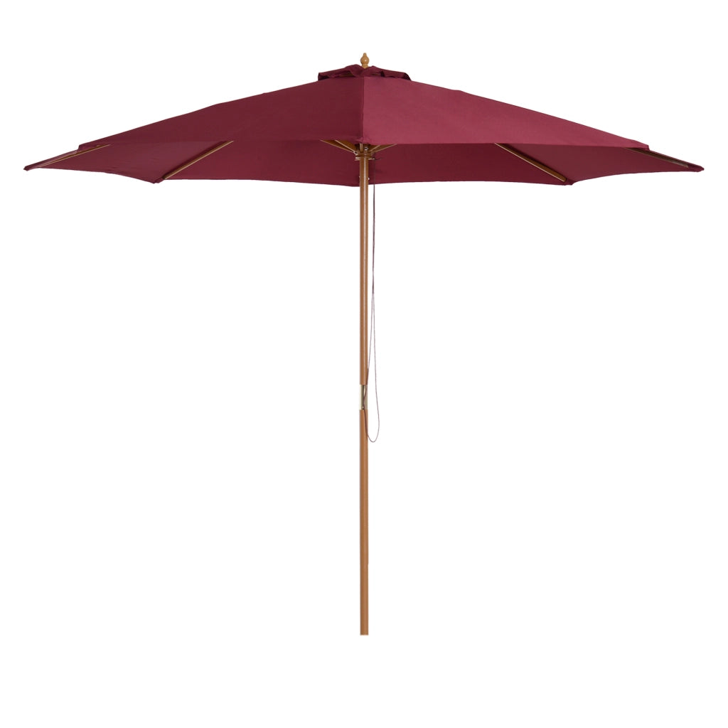 Ombrellone da giardino ¨C zephmum ¨C 2 posti, doppio tetto, in legno e poliestere, rosso, ? 3x2.5 m