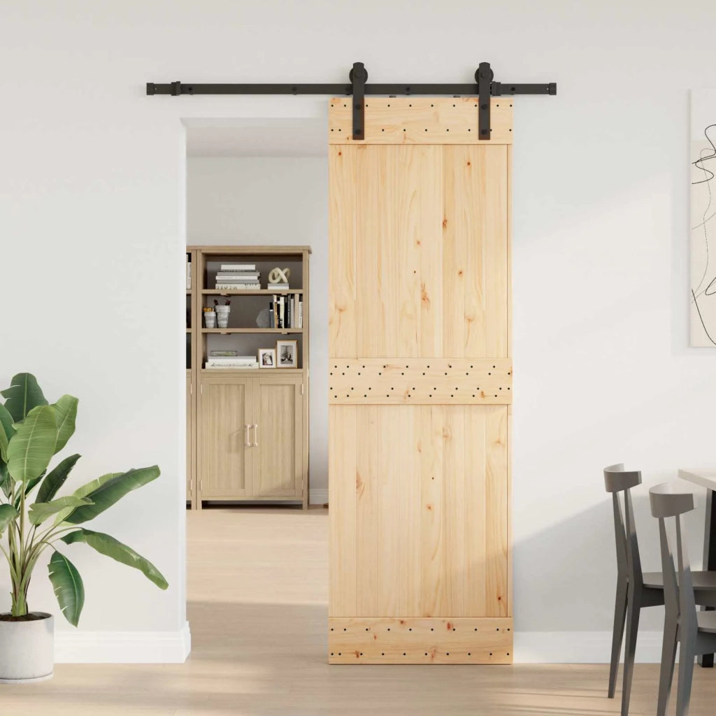 Porta scorrevole NARVIK Naturale e Nero 70 x 210 cm (152,5 cm) 3445251
