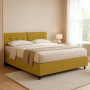 York, Letto Piazza e Mezza Sfoderabile Made in Italy, Giallo Ocra