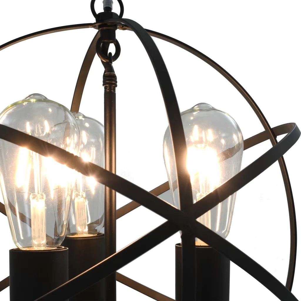 Lampada Sferica a Sospensione Nera 3 Lampadine E27 CFW5149522