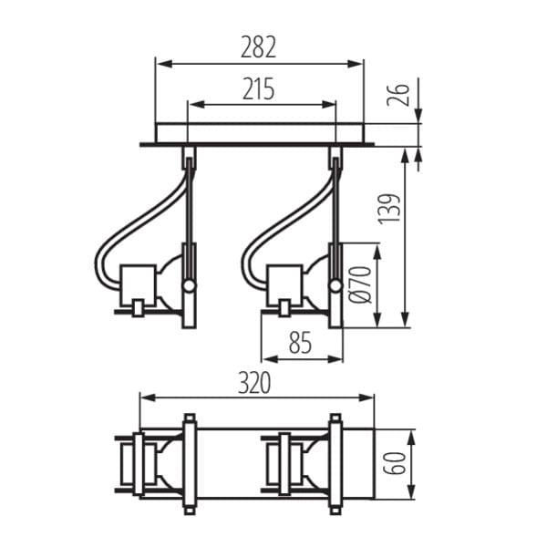 Plafoniera a barra Kanlux SONDA 4796 2xGU10 cromata
