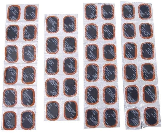Set di riparazione pneumatici da bicicletta 48 pezzi - Adesivi autoadesivi - Idonei per biciclette - PVC di alta qualità - Facili da usare - Duraturi - Set di riparazione pneumatici da bicicletta
