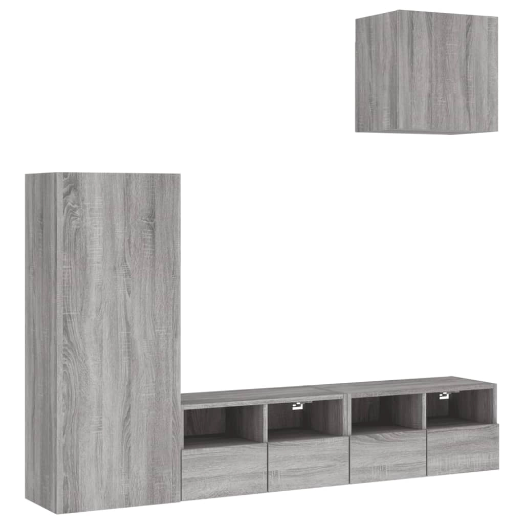 Mobile TV multimediale scaffale TV credenza TV sala da pranzo soggiorno camera da letto 4 pezzi legno ingegnerizzato Sonoma grigio 02_0029247