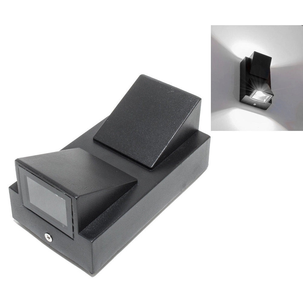 Trade Shop - Applique Lampada Faretto Per Uso Esterno A Led Luce 6500k 10w Nero Luce A 2 Vie -