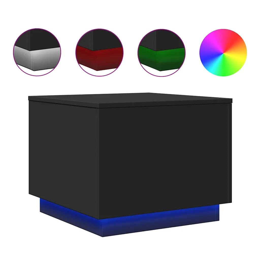 Tavolino da salotto | Tavolino da caff¨¨ | Tavolino da Soggiorno con Luci LED Nero 50x50x40 cm