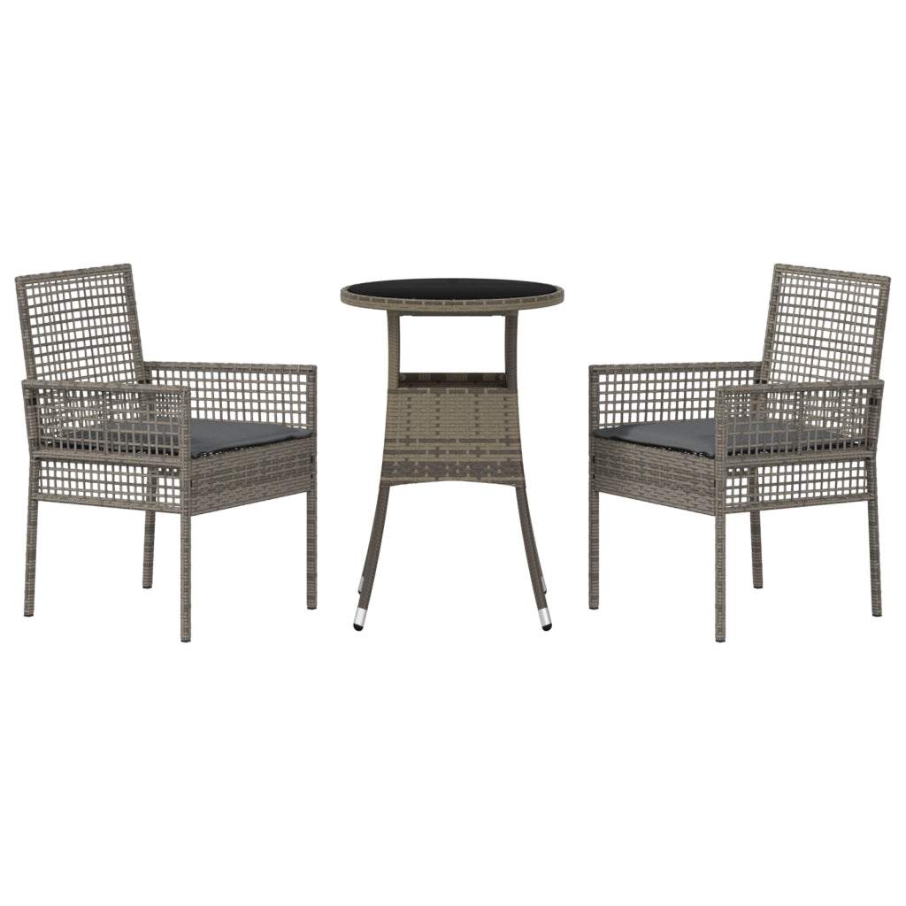 Set da pranzo da giardino 3 pezzi Grigio in rattan sintetico