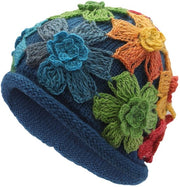 Cappello di lana a maglia - 100% Acryl - Design Vintage - Borchia fiorita - Caldo e Leggero - Ideale per Donne - Cappello invernale