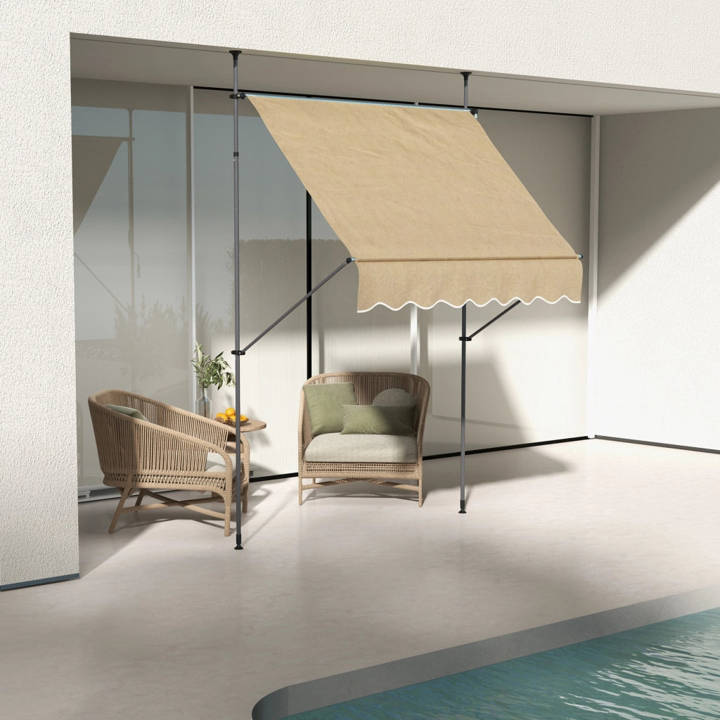 Toldo Retrattile Manuale con Manovella ¨C zephmum ¨C Beige 200x120 cm