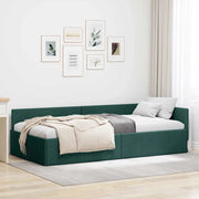 Cornice del letto ad angolo Verde Scuro 90 cm x 200 cm Tessuto